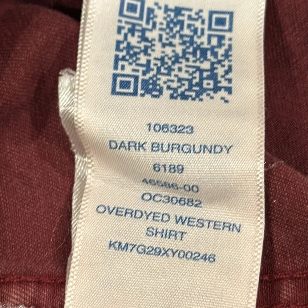 True Religion Overdyed Dark Burgundy Western Cotton Shirt Size Small
